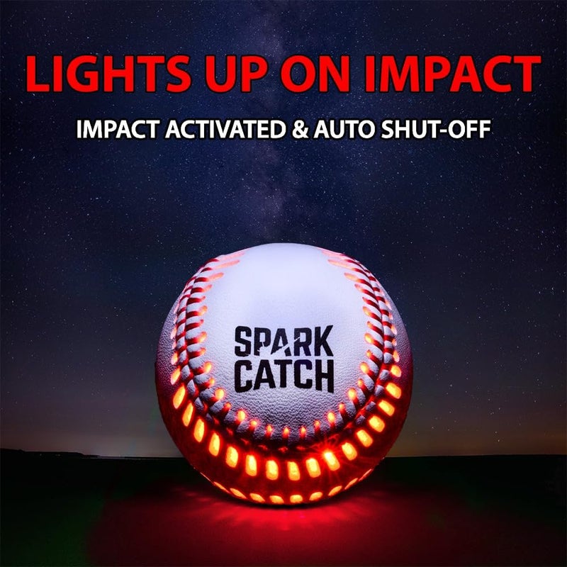 SPARK CATCH Light Up Baseball, Glow in The Dark Baseball, Sports Gear Accessories Gifts for Boys 8 9 10 11 12 13 14 15 Years Old, Kids Teens All Ages Gift Ideas - Image 2